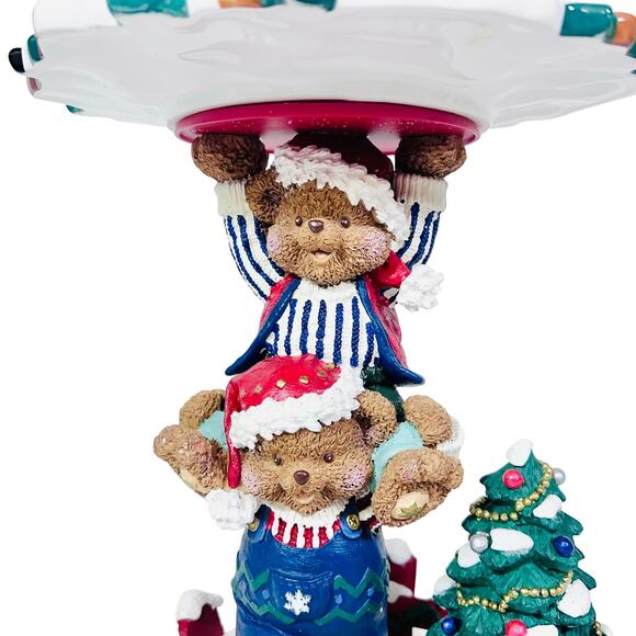 Ceramic Christmas Bear Stand And Cookie Plate "Cookies For Santa" 13" Tall - Picture 3 of 16